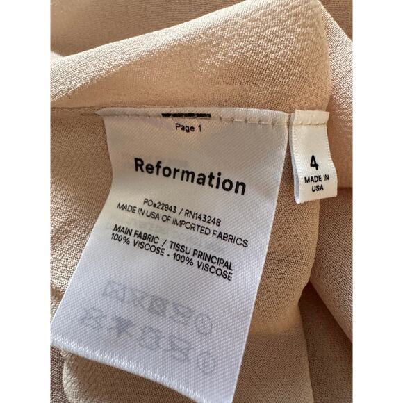 NEW REFORMATION Pale Pink Side Slit Ingrid Maxi Dress Size 4 - Picture 9 of 10